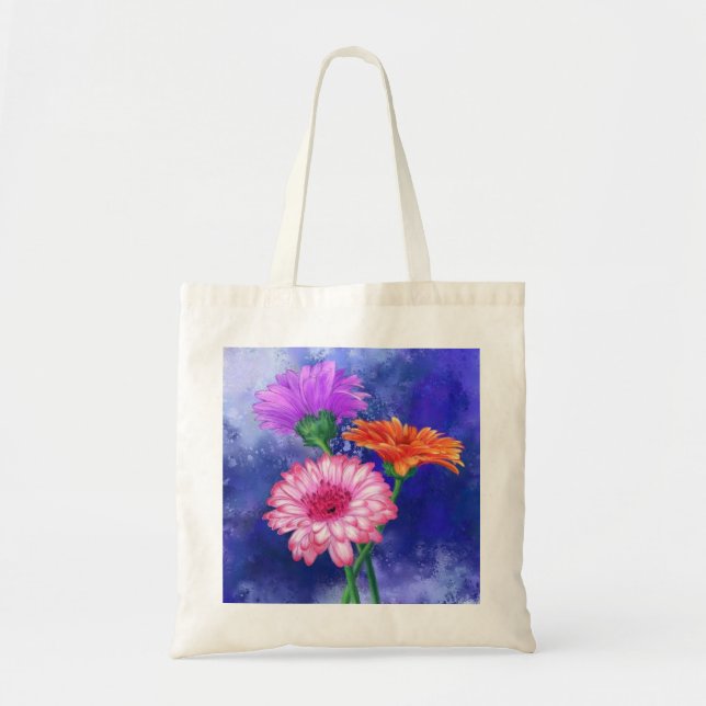 Tre Färg Gerberas Tote Bag Tygkasse (Framsidan)