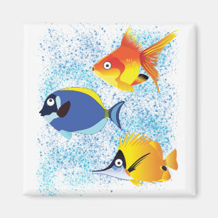 Tre färgade fiskar magnet