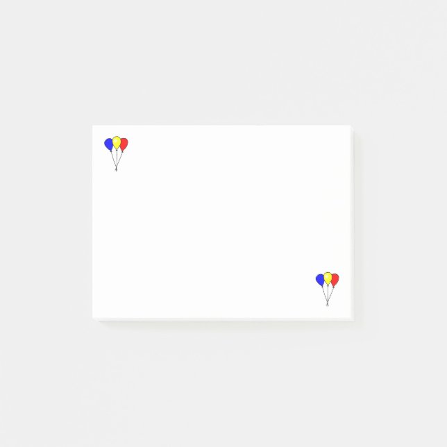 Tre färgade party-ballonger Post it Notes Post-it Block (Framsida)