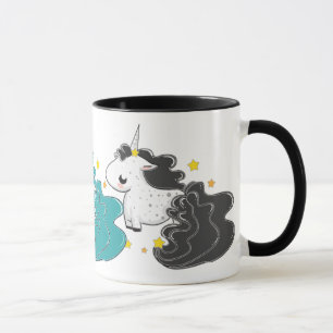 tre färger av tecknadunicorns med stjärnamuggen mugg