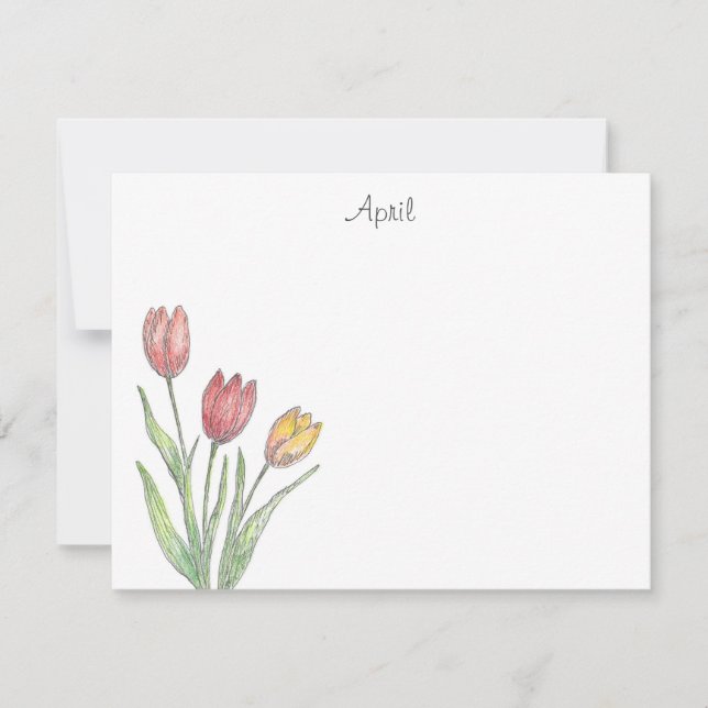 Tre Färgpennor, penna och Bläck-skiss Anteckningskort (Framsida)