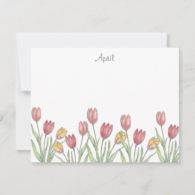 Tre Färgpennor, ritstift och skiss över Bläck Anteckningskort (Framsida)