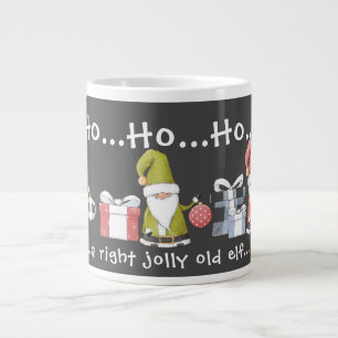 Tre färgstarka jultomter jumbo mugg