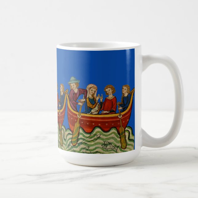 Tre fartyg på flodblåtten kaffemugg (Höger)