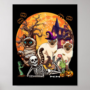 Tre fasor Siamese Cats Cosplay Witch Halloween Poster