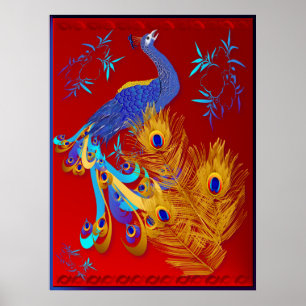 Tre Feathers och en Peacock Poster