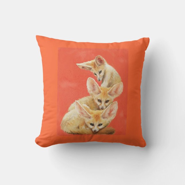 Tre Fennec rävsatser kudder Kudde (Framsida)