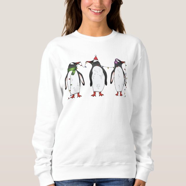 Tre festliga julpenguins illustration t shirt (Framsida)