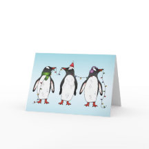 Tre festliga julpingviner illustration