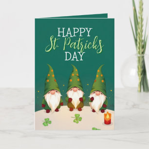 Tre festliga tomtar Shamrocks St Patrick's Day Kort