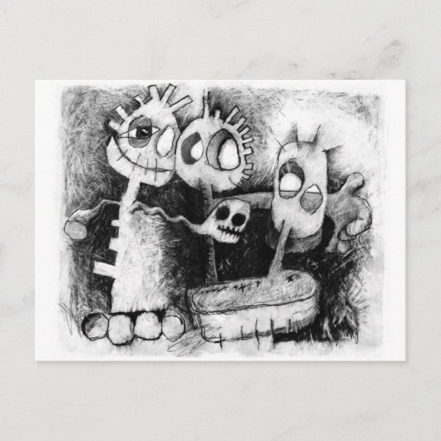 tre figurer vykort (Framsida)