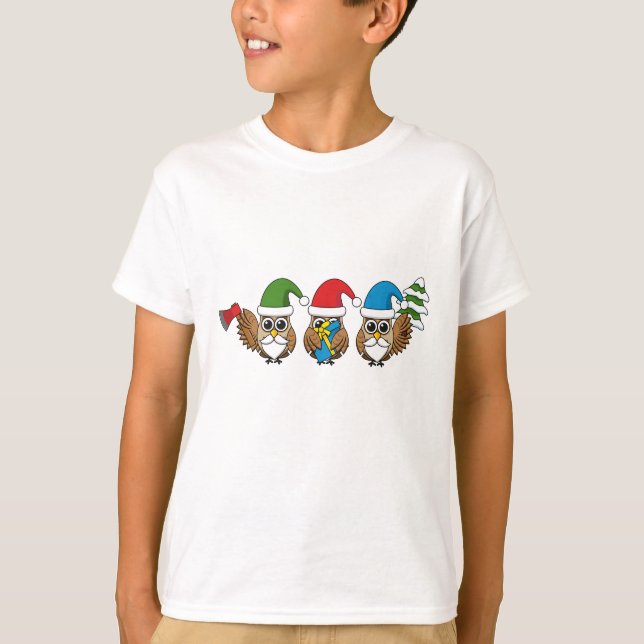 Tre finstilt jultomte Uggla T Shirt (Framsida)