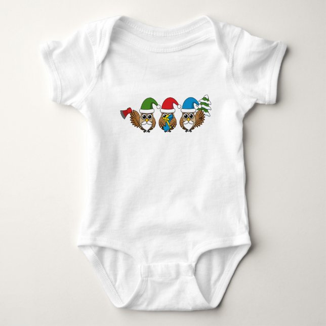 Tre finstilt jultomte Uggla T Shirt (Framsida)