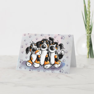 Tre finstilta Bernese Mountain Hundar Greeting Car Kort