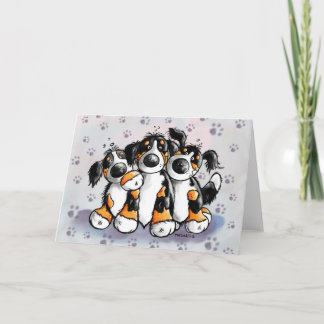 Tre finstilta Bernese Mountain Hundar Greeting Car Kort
