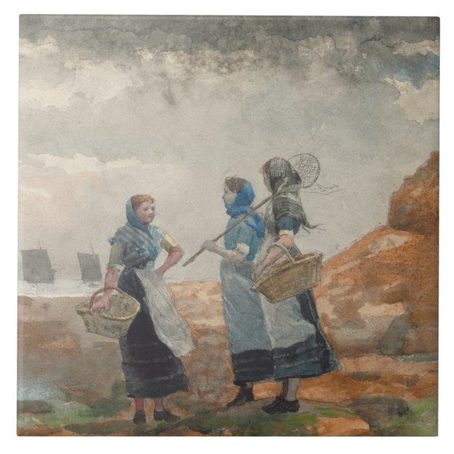 Tre Fisher Girls (i Tynemouth, Northumberland) Kakelplatta (Framsidan)