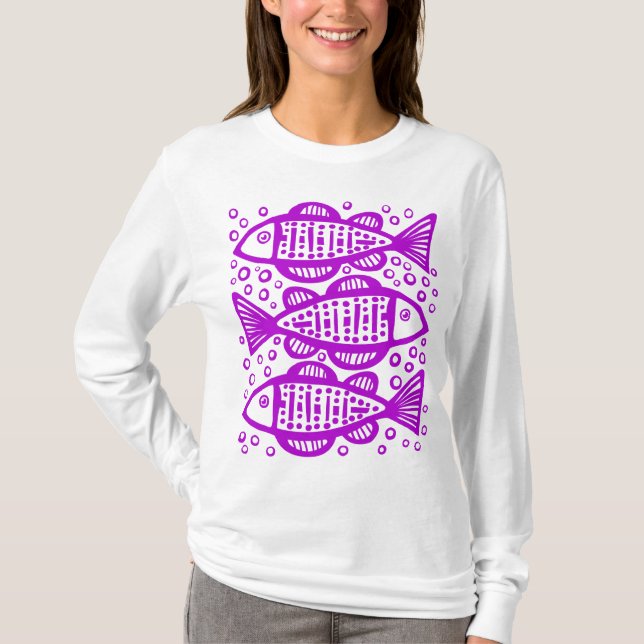 Tre fiskar - Lila T-shirt (Framsida)