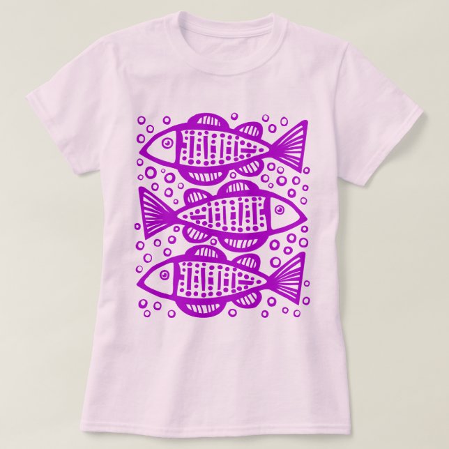 Tre fiskar - Lila Tee (Design framsida)