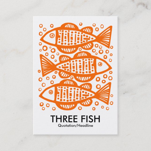 Tre fiskar - Orange på vit fisk Visitkort (Framsida)