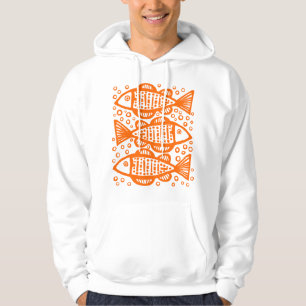 Tre fiskar - Orange Sweatshirt Med Luva