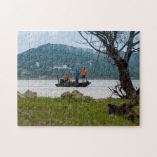 Tre fiskare vid Bord Sten Pussel