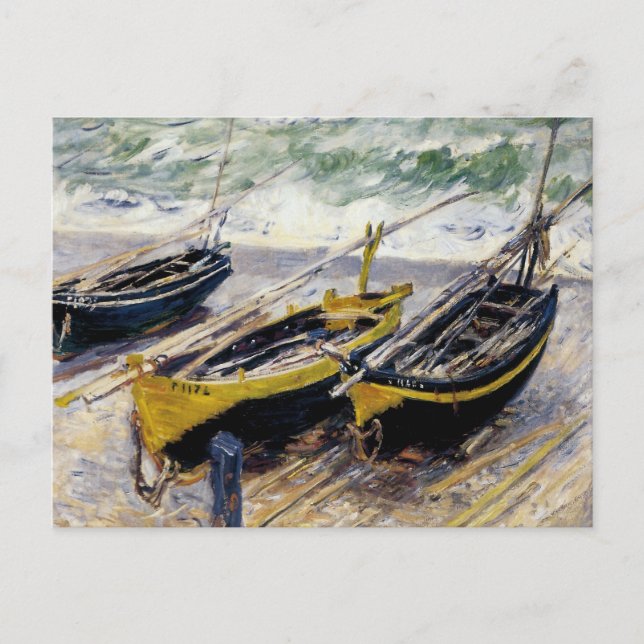 Tre fiskebåtar efter Monet Vykort (Framsida)