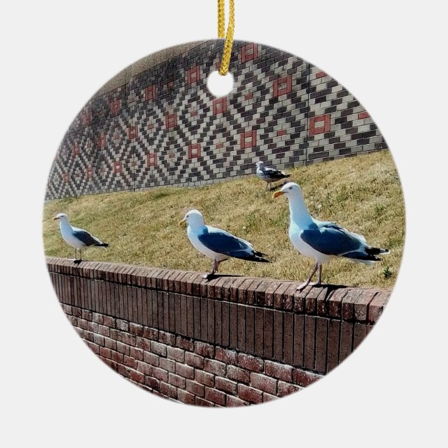 Tre fiskmås julgransprydnad keramik (Framsidan)