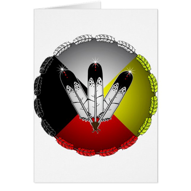 Tre fjädrar hälsningskort (Framsidan)