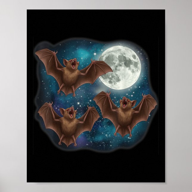 Tre Fladdermus under full måndag, finare Cosmic Me Poster (Framsidan)