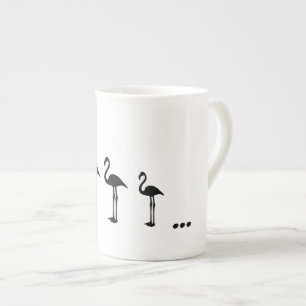 Tre flamingofåglar och prickar mugg / kopp benporslin mugg