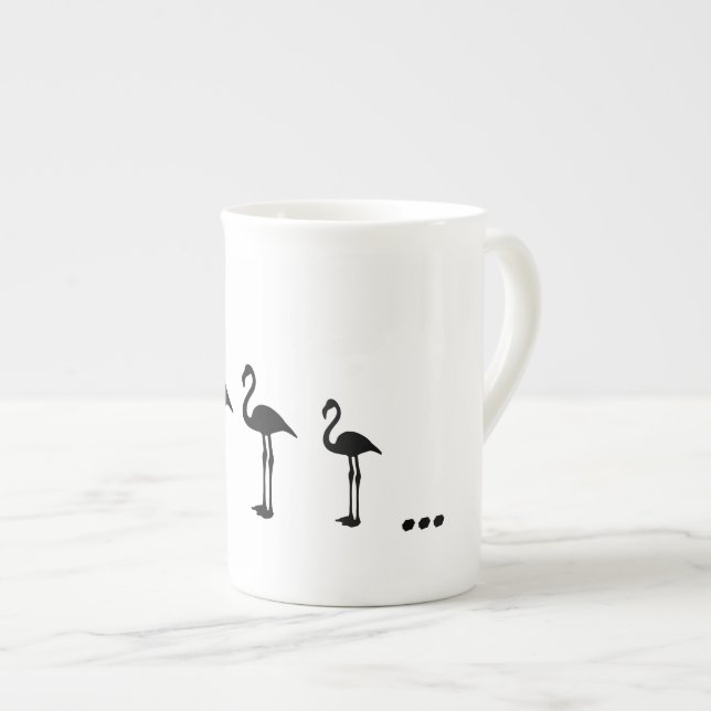 Tre flamingofåglar och prickar mugg / kopp benporslin mugg (Framsida höger)