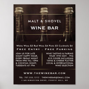 Tre Flaska-Visning, Vin Pub/Winery Advertising Poster