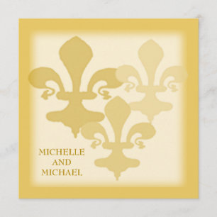 Tre Fleur de Lis Guld- intryck Inbjudningar