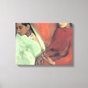 Tre flickor av Amrita Sher Gil Canvastryck