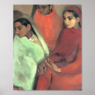 Tre flickor av Amrita Sher Gil Poster
