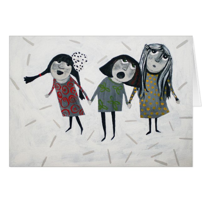 tre flickor hälsningskort (Framsidan Horizontal)