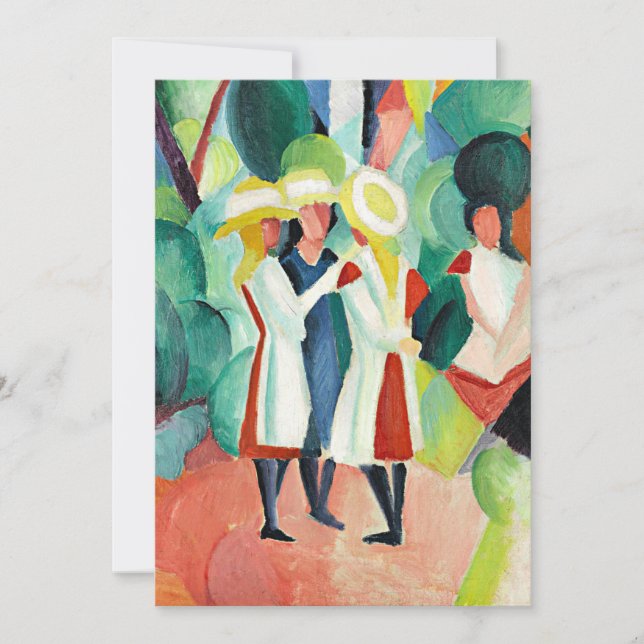 Tre flickor i Gult Straw Hats Julkort (Framsida)