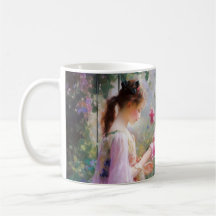 Tre flickor leker i trädgården