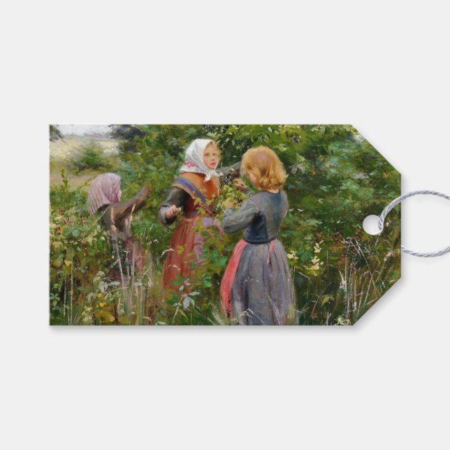 Tre flickor Picking Blackbär (av Brendekilde) Presentetikett (Framsidan (Horisontell))