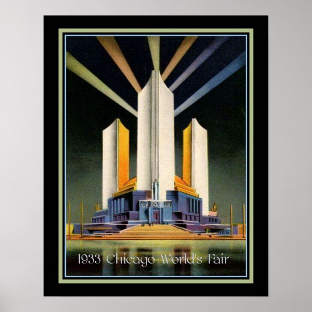Tre Fluted Torn 1933 World's Fair Poster (Framsidan)