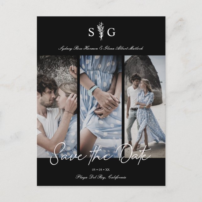 Tre Förlovningar för fotokollage i Bröllop Vykort (Framsida)