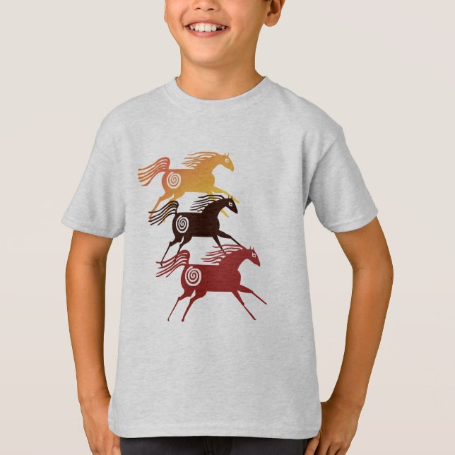 Tre forntida hästskjortor t shirt (Framsida)
