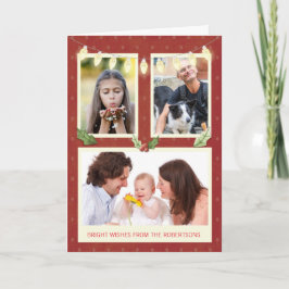 Tre foto anpassar sig från Namn Light String Red Kort