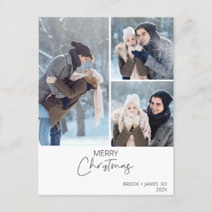 Tre foto Modern Minimalist God jul Vykort