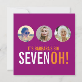 Tre foton 70:e SEVENOH! fotofödelsedag inbjudan