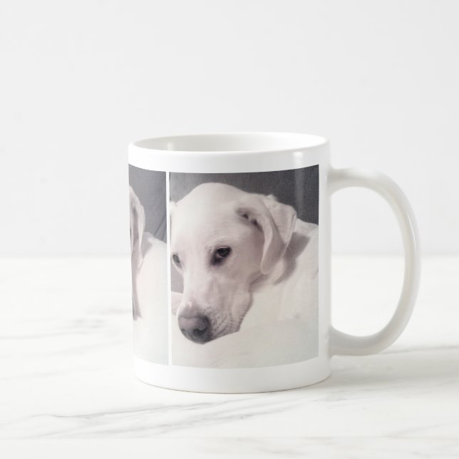 Tre foton av Söt White Hund Kaffemugg (Höger)