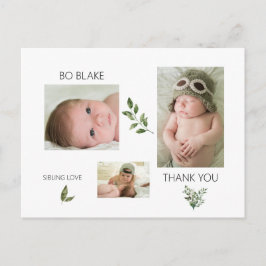 Tre foton Nyfödd bebis Modern Tack-vykort Vykort