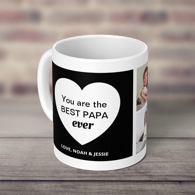Tre foton och ett hjärta | Bästa Pappa någonsin Kaffemugg (Skapare uppladdad)