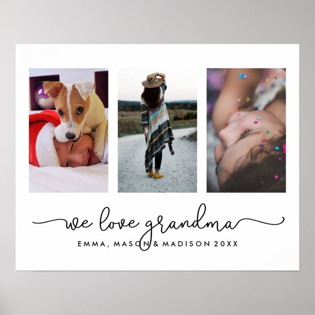 Tre foton och typografi | Vi Kärlek Grandma Poster (Framsidan)