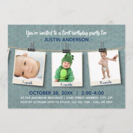 Tre foton på Twine - Födelsedagsfest inbjudan